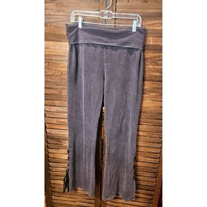Standard Grace Yoga Pants Women M Gray Wide Leg Side Lace Up Foldover Waist #851